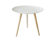 Moroccan Carved Style Round Side Table-White by Loveliving
