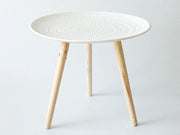 Moroccan Carved Style Round Side Table-White by Loveliving