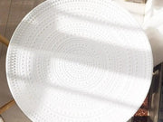 Moroccan Carved Style Round Side Table-White by Loveliving