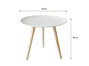 Moroccan Carved Style Round Side Table-White by Loveliving