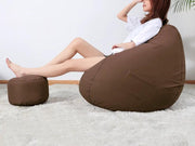 Bean Bag Chair with Footstool- Dark Brown by Loveliving