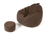 Bean Bag Chair with Footstool- Dark Brown by Loveliving