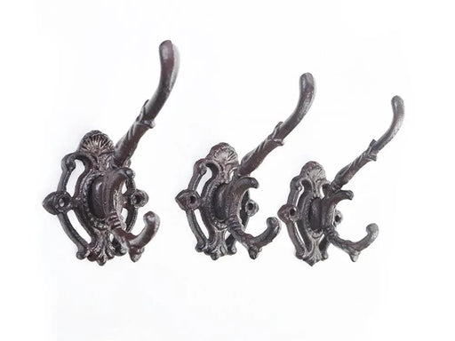 Loveliving Furniture Cast Iron Wall Mounted Coat Hooks (Set of 3) Cast Iron Wall Mounted Coat Hooks (Set of 3)
