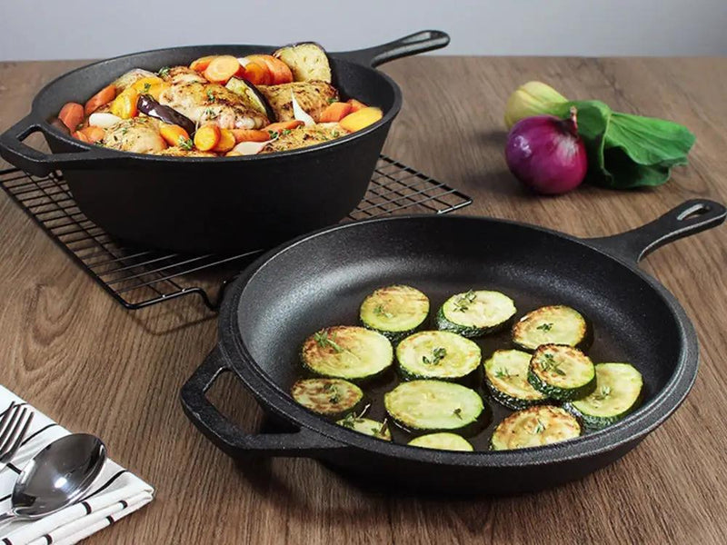 2 In1 Cast Iron Skillet Set by Loveliving