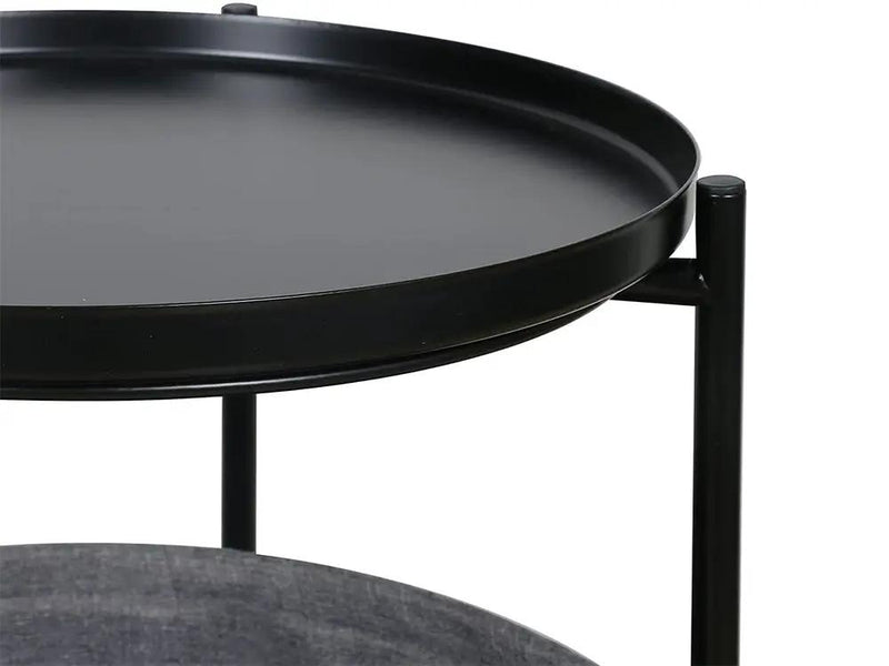 Side Table with Storage Basket- Black by Loveliving