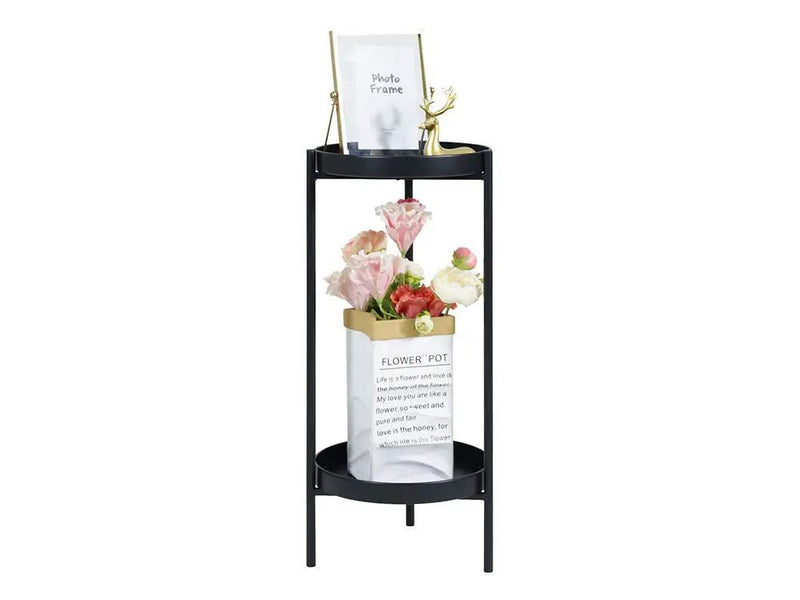 2 Tier Tall Metal Flower Plants Pot Holder-black-M by Loveliving