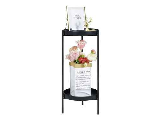 2 Tier Tall Metal Flower Plants Pot Holder-black-M by Loveliving