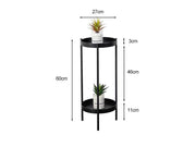 2 Tier Tall Metal Flower Plants Pot Holder-black-M by Loveliving
