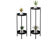 2 Tier Tall Metal Flower Plants Pot Holder-black-L by Loveliving