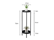 2 Tier Tall Metal Flower Plants Pot Holder-black-L by Loveliving