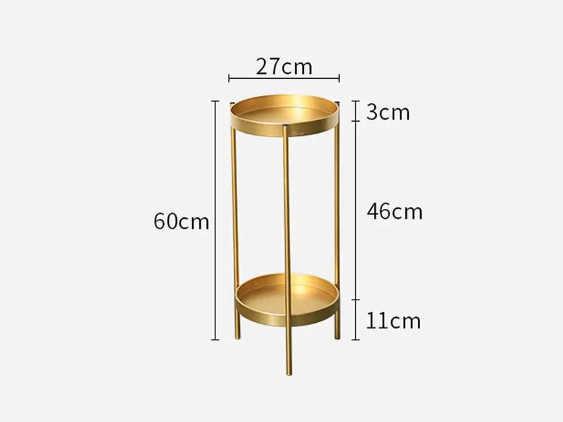 2 Tier Tall Metal Flower Plants Pot Holder-Gold-M by Loveliving