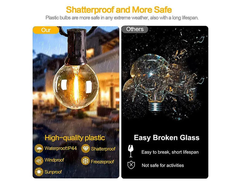 Solar Powered Festoon String Lights 15m with 50 Bulbs by Loveliving