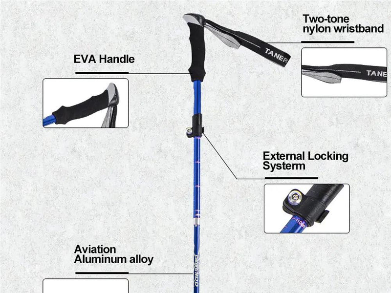 Portable 5-Section Hiking Sticks-Blue/130CM by Loveliving