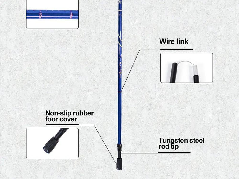 Portable 5-Section Hiking Sticks-Blue/130CM by Loveliving