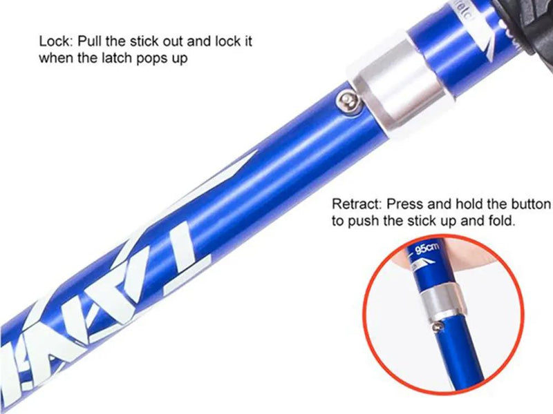 Portable 5-Section Hiking Sticks-Blue/130CM by Loveliving