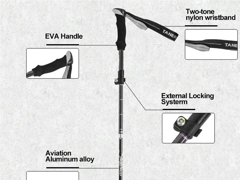 Portable 5-Section Hiking Sticks-Black/130CM by Loveliving