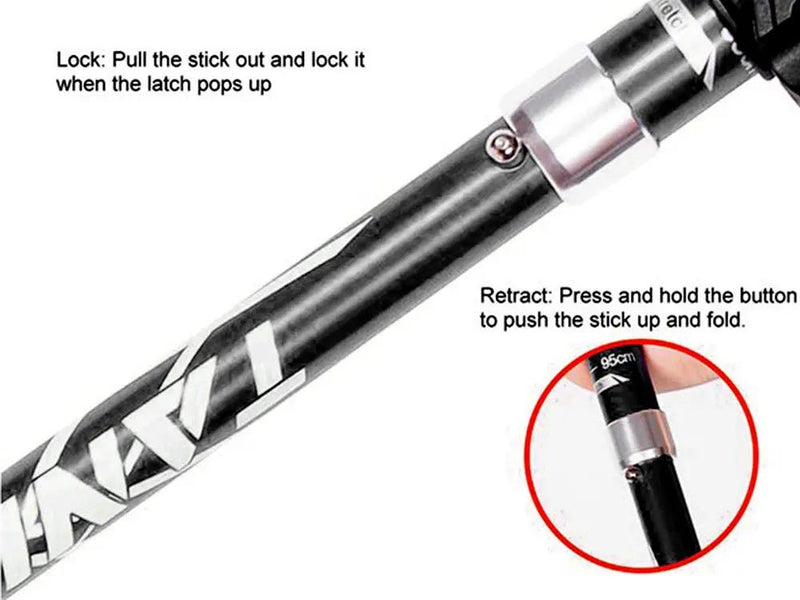 Portable 5-Section Hiking Sticks-Black/130CM by Loveliving
