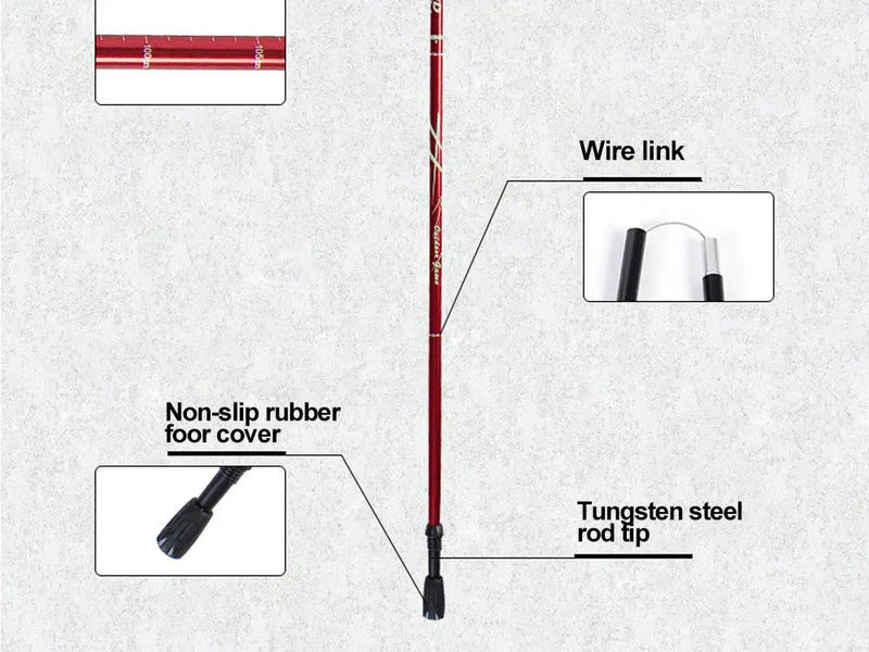 Portable 5-Section Hiking Sticks -Red/110CM by Loveliving
