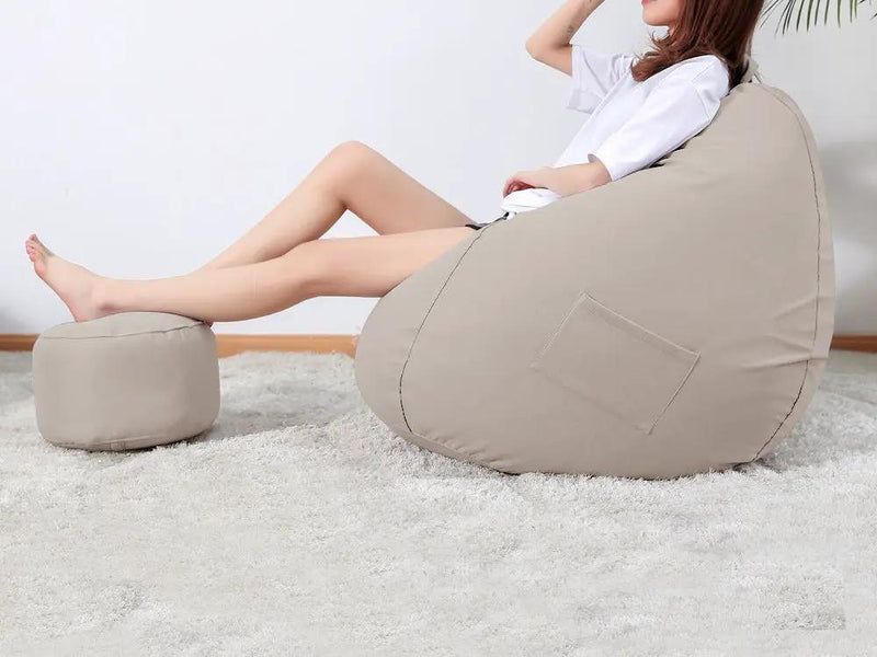 Bean Bag Chair with Footstool- Khaki by Loveliving