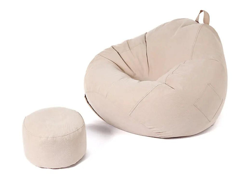 Bean Bag Chair with Footstool- Khaki by Loveliving