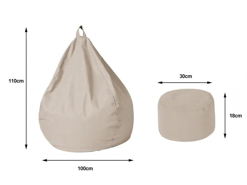 Bean Bag Chair with Footstool- Khaki by Loveliving
