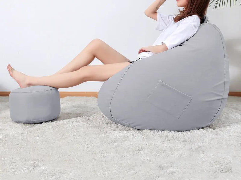 Bean Bag Chair with Footstool- Light grey by Loveliving