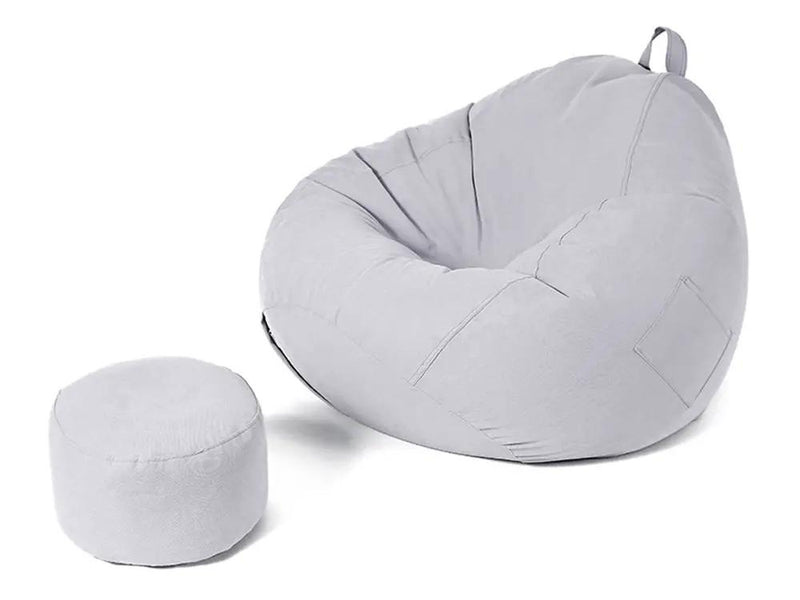 Bean Bag Chair with Footstool- Light grey by Loveliving