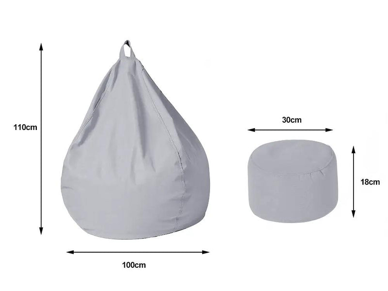 Bean Bag Chair with Footstool- Light grey by Loveliving