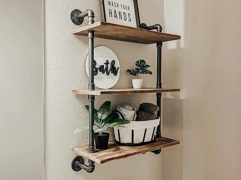 3 Tiers Industrial Pipe Shelf Rustic Wall Shelf by Loveliving