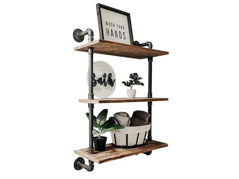 3 Tiers Industrial Pipe Shelf Rustic Wall Shelf by Loveliving