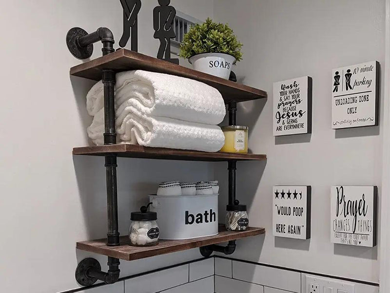 3 Tiers Industrial Pipe Shelf Rustic Wall Shelf by Loveliving
