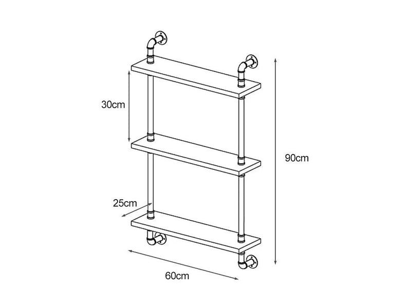 3 Tiers Industrial Pipe Shelf Rustic Wall Shelf by Loveliving