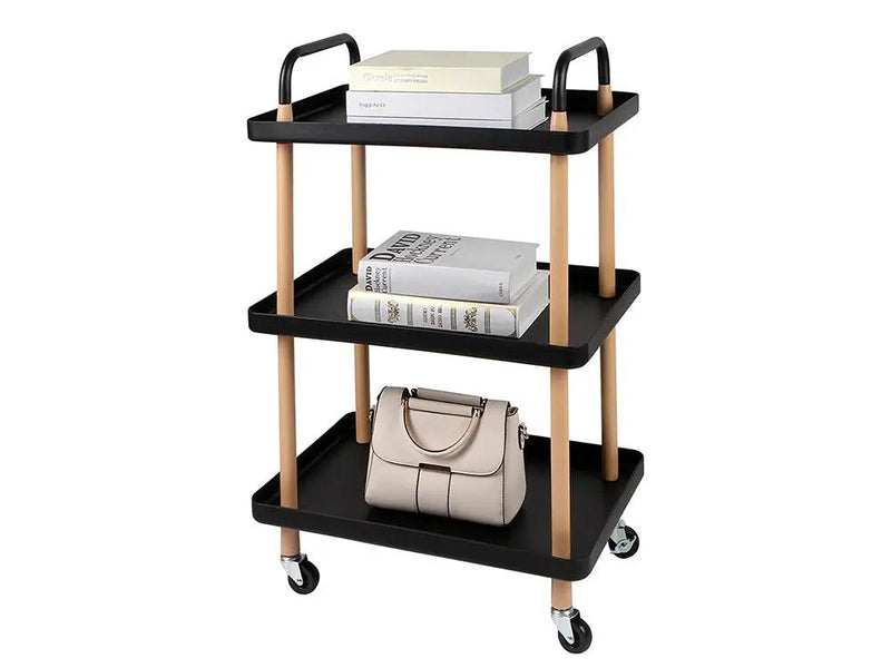 3-Tier Utility Rolling Cart Multi-Function Storage Rack - Black by Loveliving