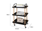 3-Tier Utility Rolling Cart Multi-Function Storage Rack - Black by Loveliving