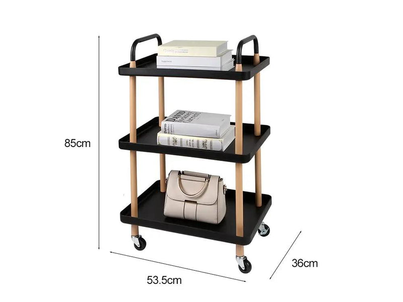 3-Tier Utility Rolling Cart Multi-Function Storage Rack - Black by Loveliving