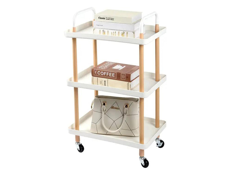 3 Tiers Utility Rolling Cart Multi-Function Storage Rack -White by Loveliving