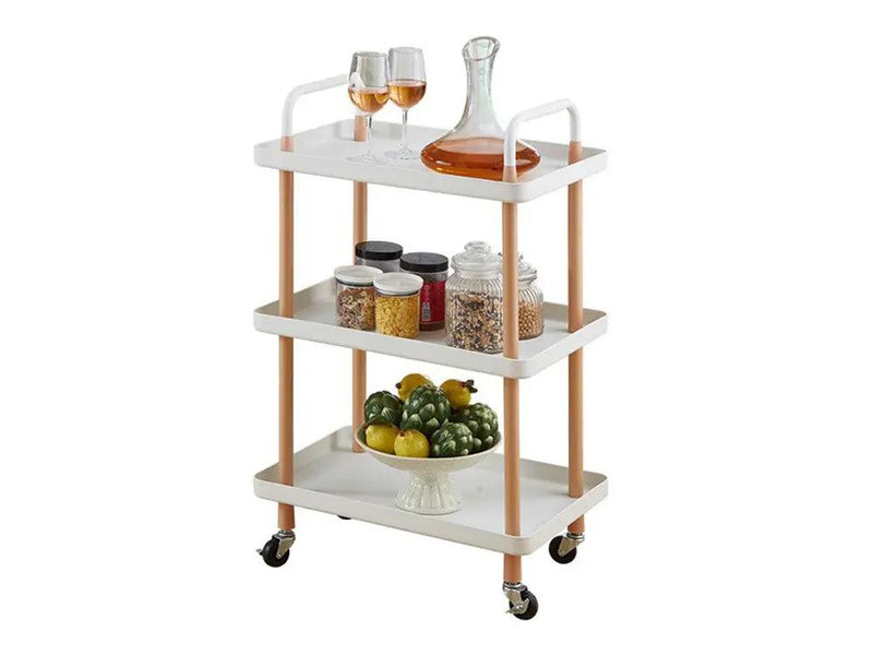 3 Tiers Utility Rolling Cart Multi-Function Storage Rack -White by Loveliving