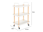 3 Tiers Utility Rolling Cart Multi-Function Storage Rack -White by Loveliving