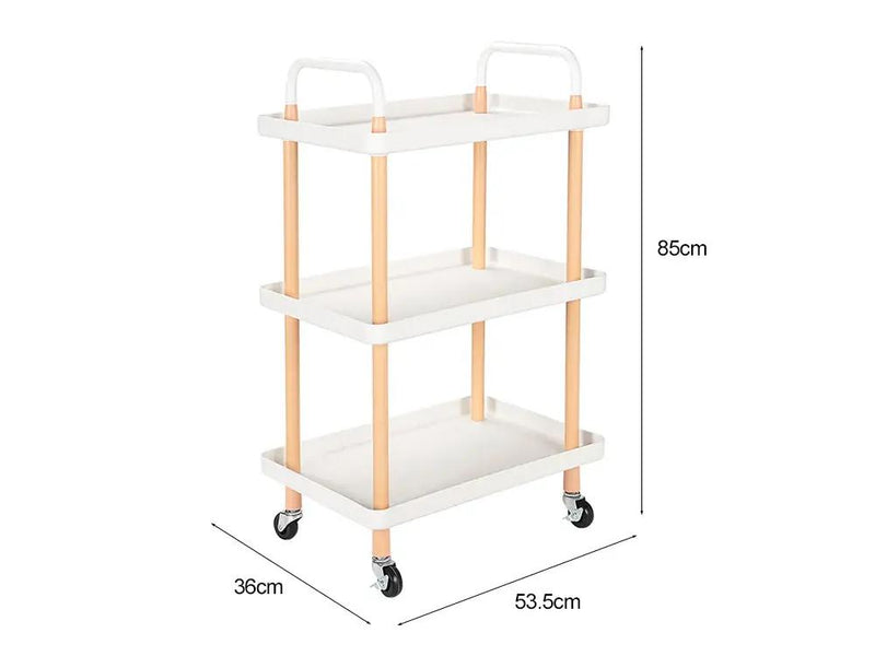 3 Tiers Utility Rolling Cart Multi-Function Storage Rack -White by Loveliving