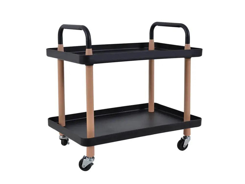 2 Tiers Utility Rolling Cart Multi-Function Storage Rack -Black by Loveliving