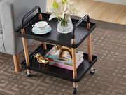 2 Tiers Utility Rolling Cart Multi-Function Storage Rack -Black by Loveliving