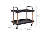 2 Tiers Utility Rolling Cart Multi-Function Storage Rack -Black by Loveliving