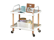 2 Tiers Utility Rolling Cart Multi-Function Storage Rack -White by Loveliving