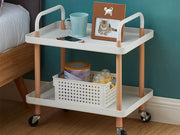 2 Tiers Utility Rolling Cart Multi-Function Storage Rack -White by Loveliving