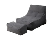 Bean Bag Lounger with Footstool-Grey by Loveliving