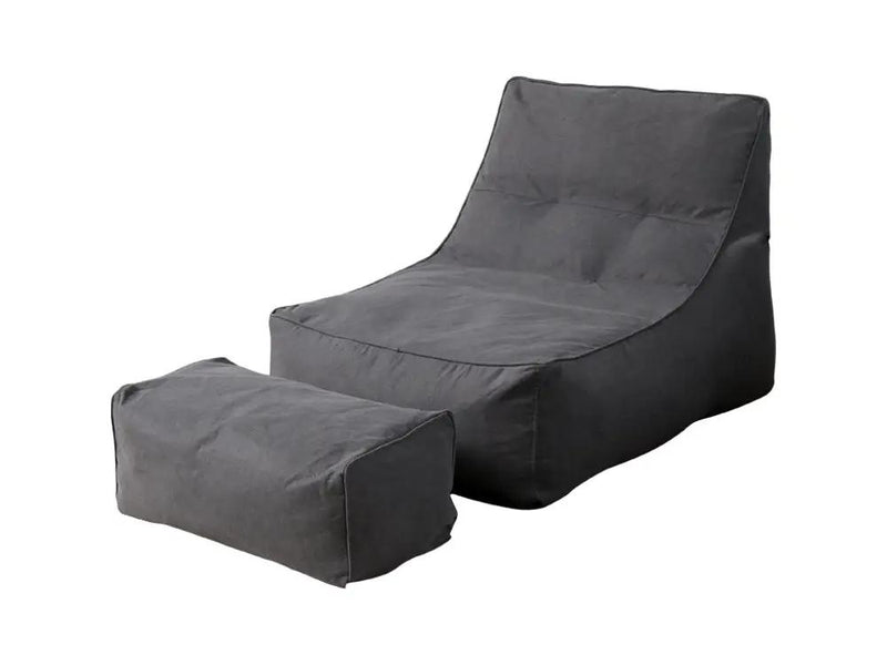 Bean Bag Lounger with Footstool-Grey by Loveliving