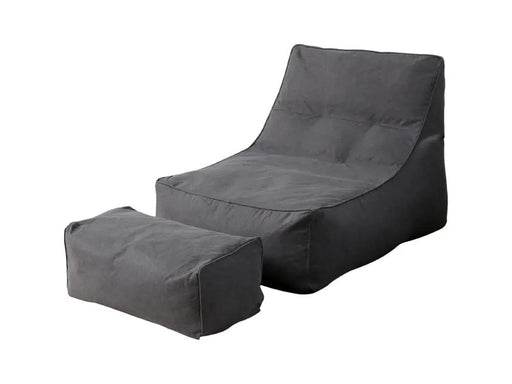 Loveliving Bean Bag Bean Bag Lounger with Footstool-Grey Bean Bag Lounger with Footstool-Grey