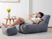 Bean Bag Lounger with Footstool-Grey by Loveliving