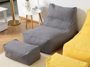 Bean Bag Lounger with Footstool-Grey by Loveliving