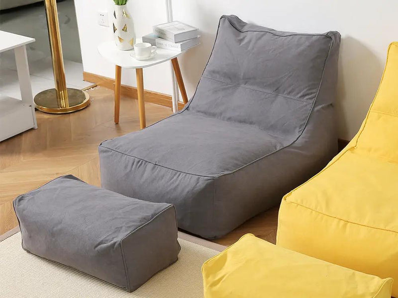 Bean Bag Lounger with Footstool-Grey by Loveliving